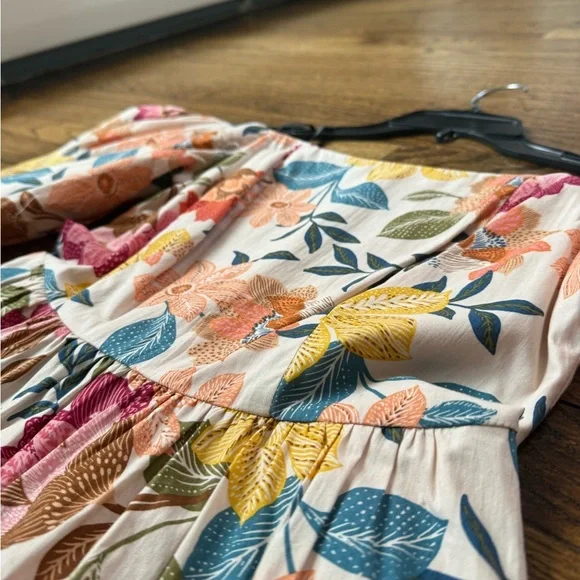 Euc- Vince Camuto Floral Off the Shoulder Stretch Cotton Midi Dress- size 2 - Picture 5 of 9